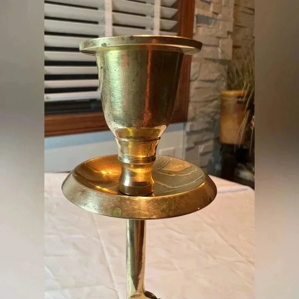 VINTAGE: Cherub brass candlestick holder
